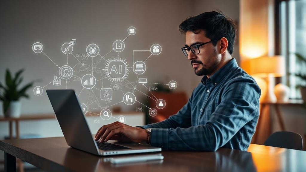 Founder using AI operating system with automated business workflow connections