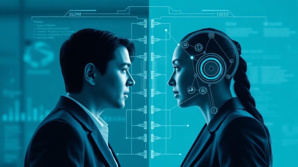 AI Identity Mapping versus traditional slow recruiter search process split-screen comparison